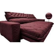 Sofá Retrátil e Reclinável 2,95m Molas Ensacadas Cama inBox Spazus com Bordado 3D Velusoft Vinho