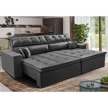 Sofá Retrátil e Reclinável 3,12m Luxos Cama inBox Velusoft Cinza