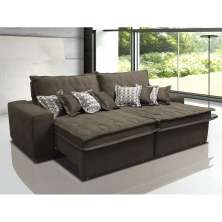 Sofá Retrátil e Reclinável 3,12m com Molas Ensacadas Cama Inbox Supreme Tecido Suede Velusoft Café