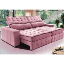 Sofá Retrátil e Reclinável 3,15m Cama inBox Big Puffer com SoftGel D40 Velupluma Rose