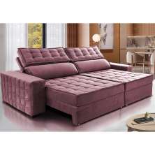 Sofá Retrátil e Reclinável 3,15m Cama inBox Big Star com SoftGel D40 Velupluma Rose