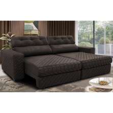 Sofá Retrátil e Reclinável 3,15m Molas Ensacadas Cama inBox Style Thermo Gel Linho Marrom