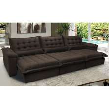 Sofá Retrátil e Reclinável 3,22m com Molas Ensacadas Cama inBox Aconchego Tecido Suede Café