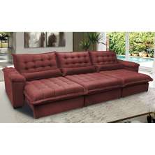 Sofá Retrátil e Reclinável 3,22m com Molas Ensacadas Cama inBox Aconchego Tecido Suede Vermelho