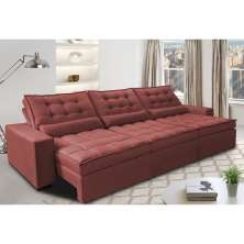 Sofá Retrátil e Reclinável 3,52m com Molas Ensacadas Cama Inbox Gold Tecido Suede Velusoft Vermelho