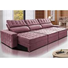 Sofá Retrátil e Reclinável 3,55m Cama inBox Big Star com SoftGel D40 Velupluma Rose