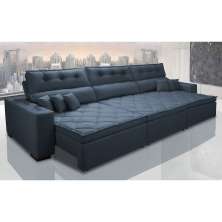 Sofá Retrátil e Reclinável 3,82m Austin com Molas no Assento Tecido Suede Velusoft Azul