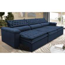 Sofá Retrátil e Reclinável 3,82m Molas Ensacadas Cama inBox Botonê Espuma Viscoelástico Azul