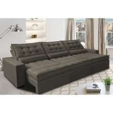 Sofá Retrátil e Reclinável 3,82m com Molas Ensacadas Cama Inbox Gold Tecido Suede Velusoft Café