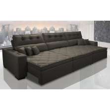 Sofá Retrátil e Reclinável 4,12m Austin com Molas no Assento Tecido Suede Velusoft Café