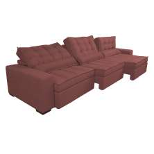 Sofá Retrátil e Reclinável 4,12m com Molas Ensacadas Cama Inbox Gold Tecido Suede Velusoft Vermelho