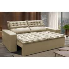 Sofá Retrátil e Reclinável Cama inBox Slim 1,50m Tecido Suede Velusoft Bege