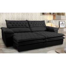 Sofá Retrátil e Reclinável Molas Ensacadas Cama inBox Botonê 2,92m Espuma Viscoelástico Suede Preto