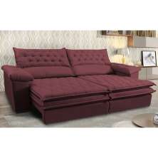 Sofá Retrátil e Reclinável Molas Ensacadas Cama inBox Botonê 2,92m Espuma Viscoelástico Suede Vinho
