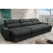 Sofá Retrátil e Reclinável com Molas Ensacadas Cama Inbox Master 3,52m Tecido Suede Cinza