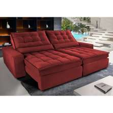 Sofá Retrátil e Reclinável com Molas Ensacadas Cama inBox Gold 2,32m Tecido Suede Velusoft Vermelho