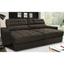 Sofá Retrátil e Reclinável com Molas Ensacadas Cama inBox Master 2,12m Tecido Suede Café
