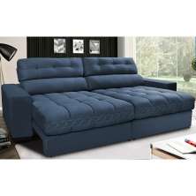 Sofá Retrátil e Reclinável com Molas Ensacadas Cama inBox Master 2,52m Tecido Suede Azul