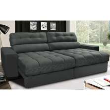 Sofá Retrátil e Reclinável com Molas Ensacadas Cama inBox Master 2,52m Tecido Suede Cinza