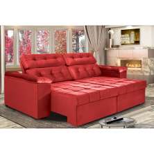Sofá Retrátil e Reclinavel New Austrália 2,52 Mts Tecido Suede Vermelho - Cama InBox