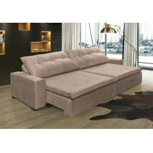Sofá Retrátil e Reclinavel Oklahoma 2,22 Mts Com Molas e Pillow no Assento Tecido Suede Castor - Cama InBox