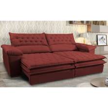 Sofá Retrátil, Reclinável Molas Ensacada Cama inBox Botonê 2,92m Espuma Viscoelástico Suede Vermelho