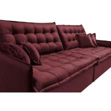 Sofá Sem Caixa Retrátil Reclinável 2,95m Cama inBox Versátil com Pillow Top e Molas Velusoft Vinho