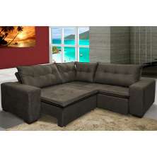Sofa de Canto Retrátil e Reclinável com Molas Cama inBox Oklahoma 2,70m x 2,70m Suede Velusoft Café