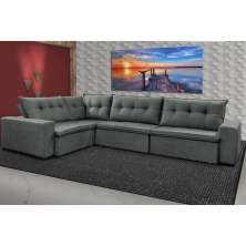 Sofa de Canto Retrátil e Reclinável com Molas Cama inBox Oklahoma 3,45X2,41 ou 2,41X3,45 Cinza