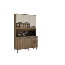 Armário para Cozinha 5 Portas 2 Gavetas Cristal Style CHF Moveis Cedro/Off White