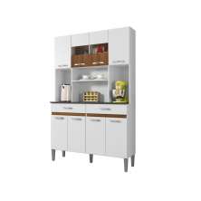 Armario de Cozinha 8 Portas 2 Gavetas Onix CHF Moveis Branco/Carvalho