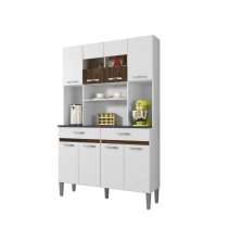 Armario de Cozinha 8 Portas 2 Gavetas Onix CHF Moveis Branco/Imbuia