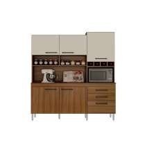 Armario para Cozinha 6 Portas 2 Gavetas Ebano CHF Moveis Carvalho/Off White