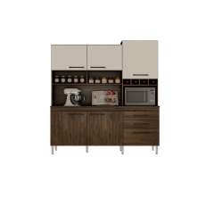 Armario para Cozinha 6 Portas 2 Gavetas Ebano CHF Moveis Imbuia/Off White
