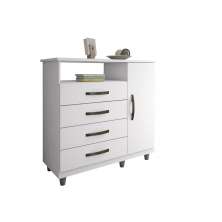 Comoda 4 Gavetas com Sapateira Paris CHF Moveis Branco