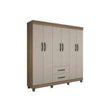 Guarda Roupa Casal 6 Portas 2 Gavetas Paris CHF Moveis Cedro/Off White