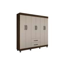 Guarda Roupa Casal 6 Portas 2 Gavetas Paris CHF Moveis Imbuia/Off White