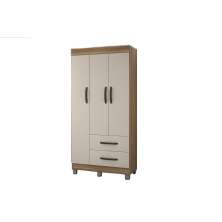 Guarda-Roupa Solteiro 3 Portas 2 Gavetas Paris CHF Moveis Cedro/Off White