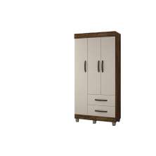 Guarda-Roupa Solteiro 3 Portas 2 Gavetas Paris CHF Moveis Imbuia/Off White