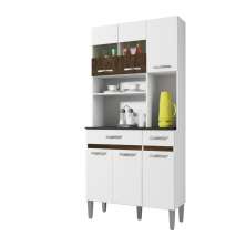 Kit Cozinha 6 Portas 2 Gavetas Onix CHF Moveis Branco/Imbuia