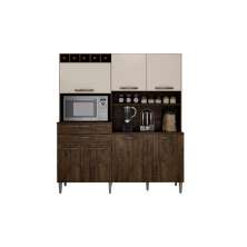 Kit Cozinha Compacta Charme CHF Moveis Imbuia/Off White