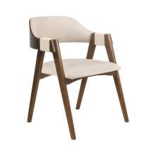Cadeira de Jantar Estofada Ottawa Cappuccino e Linho Off White - 58459