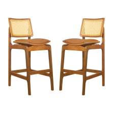 Conjunto 2 Banquetas Atlântida Amêndoa e Couríssimo Caramelo - WP 59151