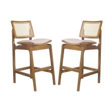 Conjunto 2 Banquetas Atlântida Amêndoa e Linho Off White - WP 59118
