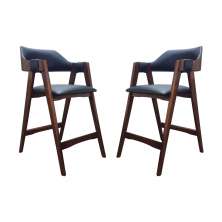 Conjunto 2 Banquetas Estofadas Ottawa Cappuccino e Korino Preto - 58954