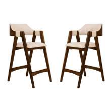 Conjunto 2 Banquetas Estofadas Ottawa Cappuccino e Linho Off White - 58949