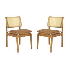 Conjunto 2 Cadeiras de Jantar Atlântida Amêndoa Couríssimo Caramelo - WP 59048