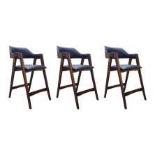 Conjunto 3 Banquetas Estofadas Ottawa Cappuccino e Korino Preto - 58955