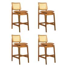 Conjunto 4 Banquetas Atlântida Amêndoa e Couríssimo Caramelo - WP 59153