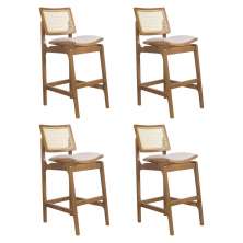 Conjunto 4 Banquetas Atlântida Amêndoa e Linho Off White - WP 59120